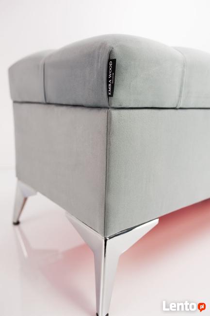 Kufer Pikowany Popiel Guzik Tapicerowany/Kryształ Q-1