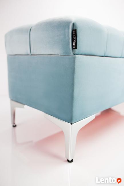 Kufer Pikowany Jasny Błękit Guzik Tapicerowany/Kryształ Q-1