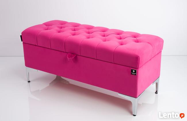 Kufer Pikowany Różowy Guzik Tapicerowany/Kryształ Q-1