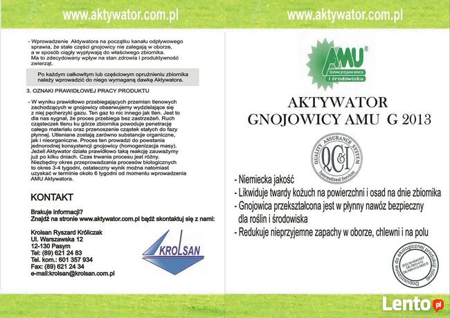 Aktywator GnojowicyAMU-Doskonale rozkłada gnojowicę i zapach