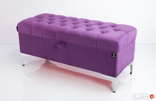 Kufer Pikowany Fioletowy Guzik Tapicerowany/Kryształ Q-1
