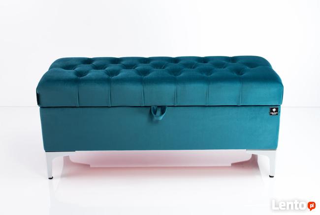 Kufer Pikowany Turkus Guzik Tapicerowany/Kryształ Q-1