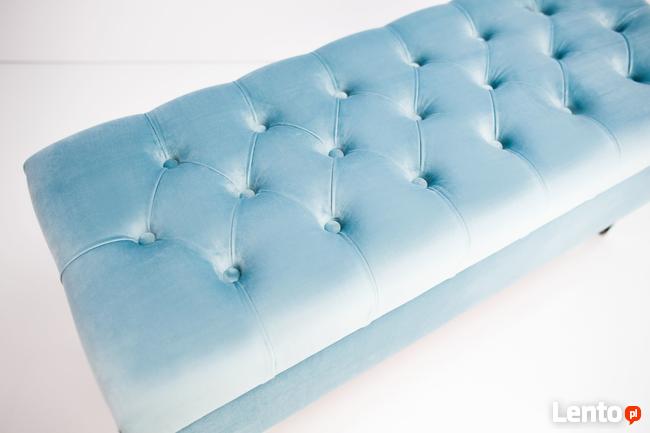 Kufer Pikowany Jasny Błękit Guzik Tapicerowany/Kryształ Q-1