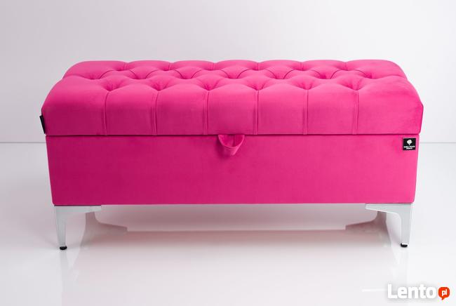 Kufer Pikowany Różowy Guzik Tapicerowany/Kryształ Q-1