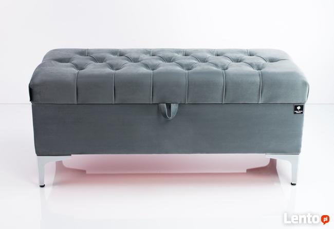 Kufer Pikowany Popiel Guzik Tapicerowany/Kryształ Q-1