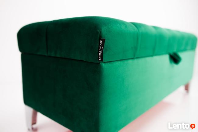 Kufer Pikowany Butelkowa Zieleń Guzik Tapicerowany/Kryształ