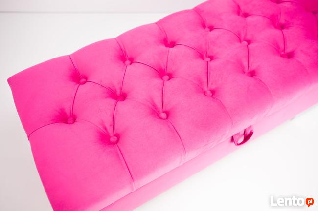 Kufer Pikowany Różowy Guzik Tapicerowany/Kryształ Q-1