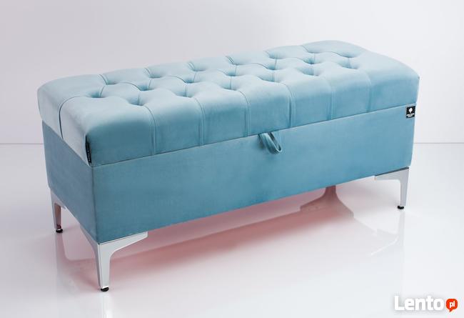 Kufer Pikowany Jasny Błękit Guzik Tapicerowany/Kryształ Q-1