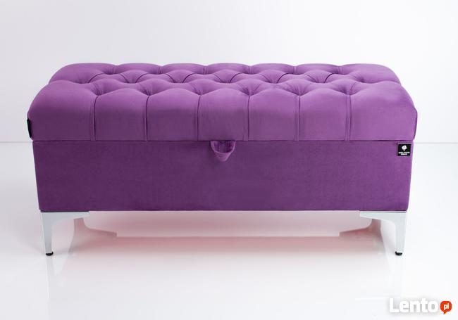 Kufer Pikowany Fioletowy Guzik Tapicerowany/Kryształ Q-1