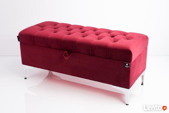 Kufer Pikowany Bordowy Guzik Tapicerowany/Kryształ Q-1