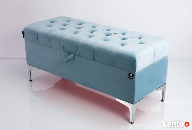 Kufer Pikowany Jasny Błękit Guzik Tapicerowany/Kryształ Q-1