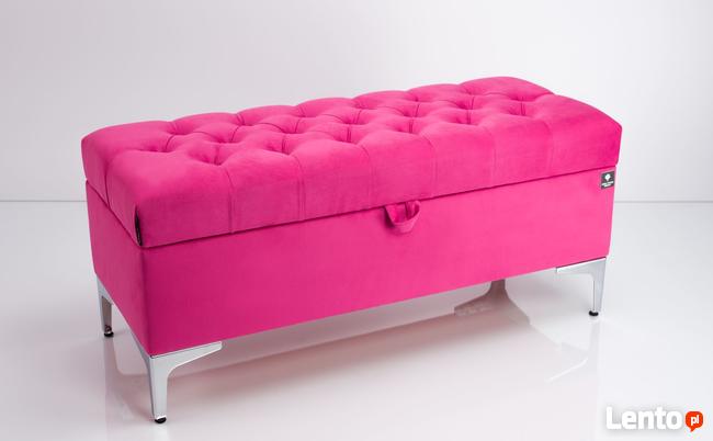 Kufer Pikowany Różowy Guzik Tapicerowany/Kryształ Q-1