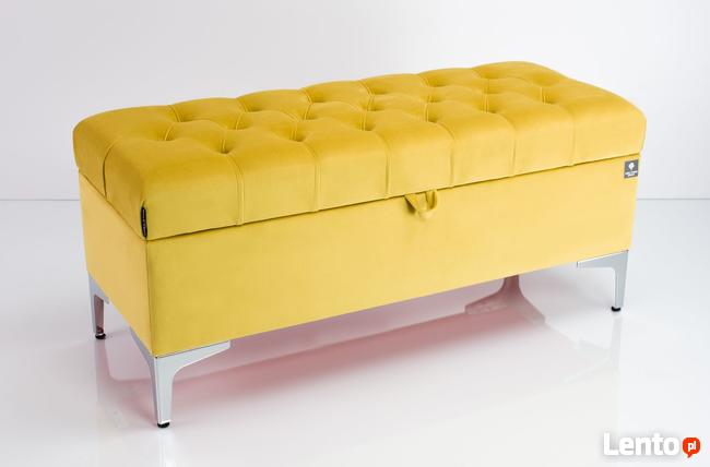 Kufer Pikowany Żółcień Cytrynowa Guzik Tapicerowany