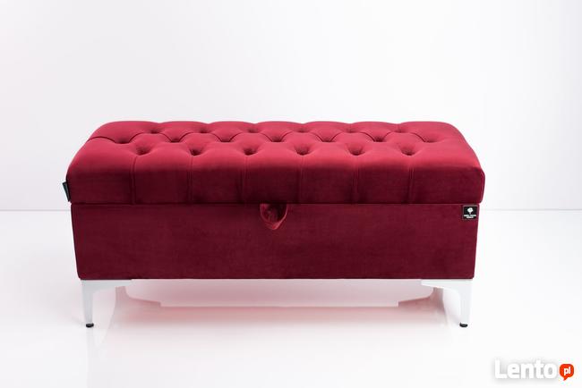 Kufer Pikowany Bordowy Guzik Tapicerowany/Kryształ Q-1