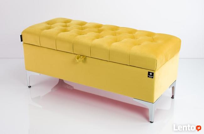 Kufer Pikowany Żółcień Cytrynowa Guzik Tapicerowany