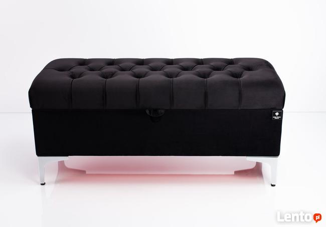 Kufer Pikowany Czarny Guzik Tapicerowany/Kryształ Q-1