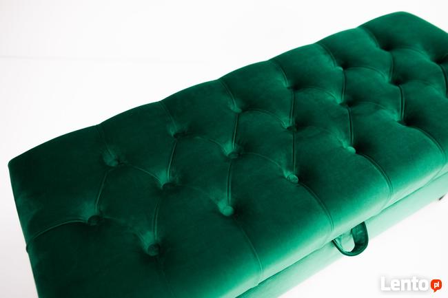 Kufer Pikowany Butelkowa Zieleń Guzik Tapicerowany/Kryształ