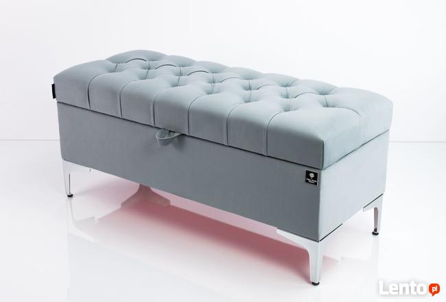 Kufer Pikowany Popiel Guzik Tapicerowany/Kryształ Q-1