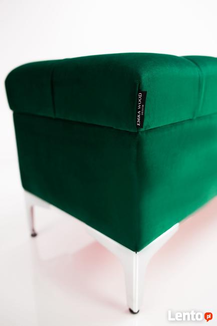 Kufer Pikowany Butelkowa Zieleń Guzik Tapicerowany/Kryształ