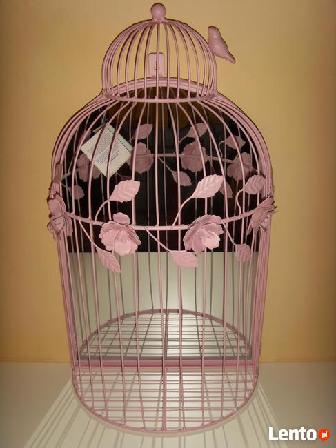 LUSTRO W KSZTAŁCIE KLATKI BIAŁE I RÓŻOWE, NOWE, DEKORACJA