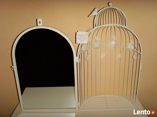 LUSTRO W KSZTAŁCIE KLATKI BIAŁE I RÓŻOWE, NOWE, DEKORACJA