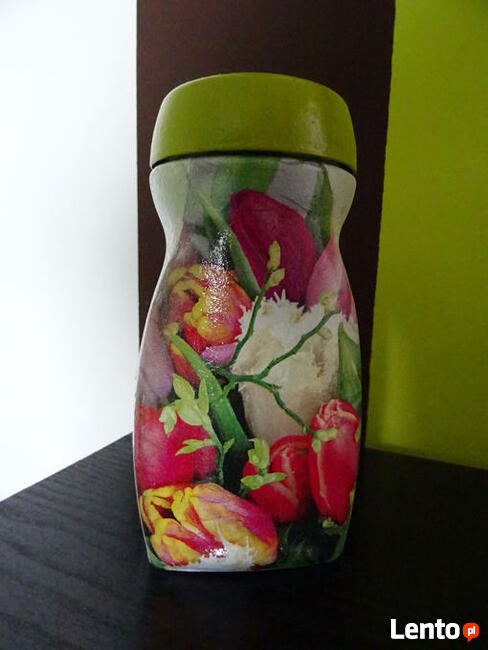 Słoik ozdobiony decoupage wys.18 cm