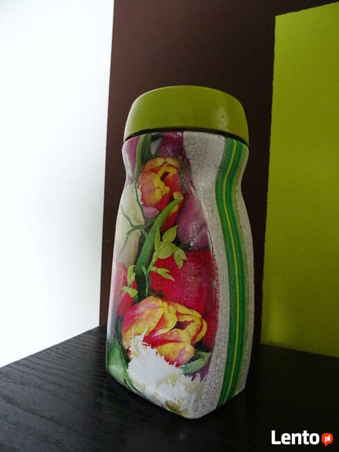 Słoik ozdobiony decoupage wys.18 cm