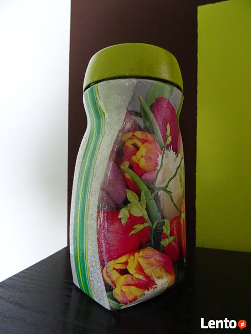 Słoik ozdobiony decoupage wys.18 cm