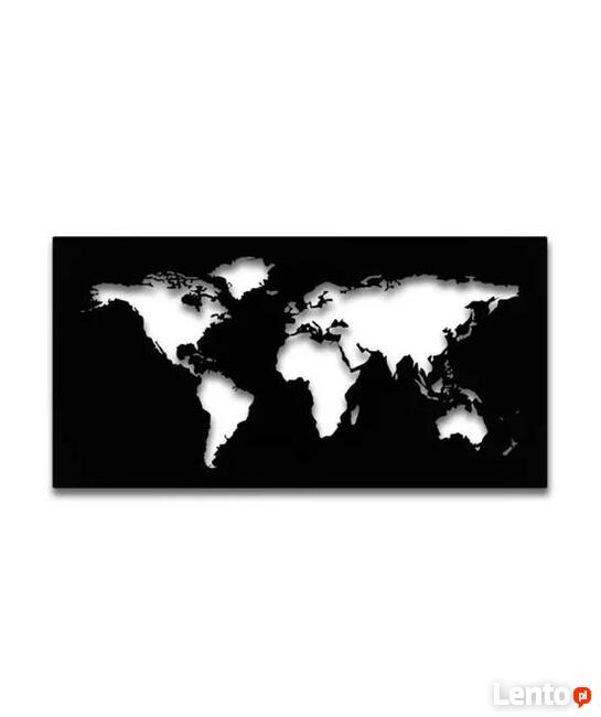 Obraz mapa świata na ścianę stal czarna VIRIDI POLSKA