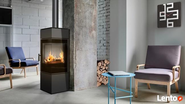piec THOR narożny wolnostojący koza z boczną szybą 8kw