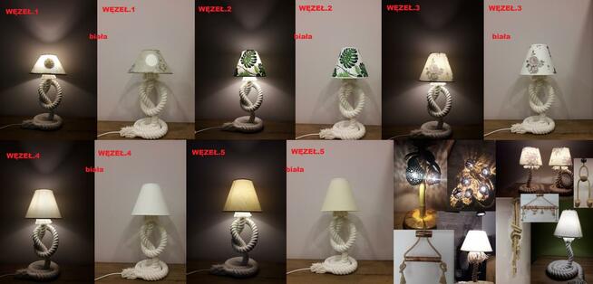 Lampa nocna z białej liny lampka marynistyczna 45cm