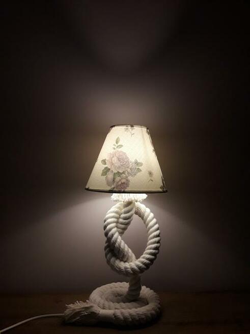 Lampa nocna z białej liny lampka marynistyczna 45cm