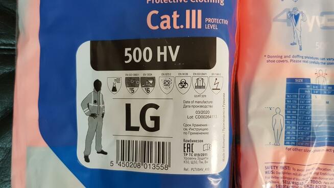 Kombinezon Tyvek 500 HV DuPont rozmiar L EN 14126