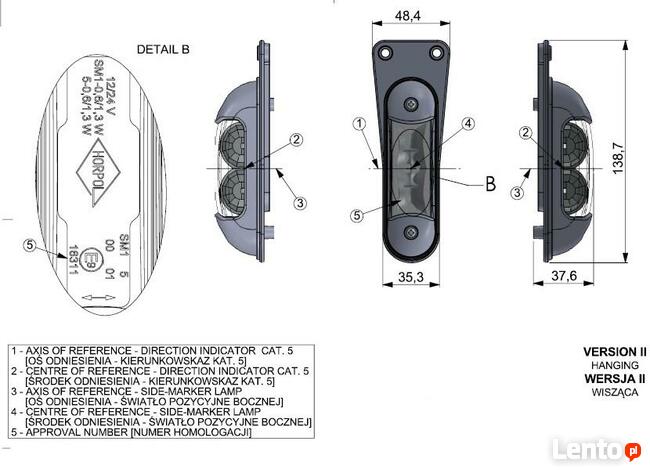 Lampa obrysowa LED biało-czerwono-pomarańczowa lampka boczna