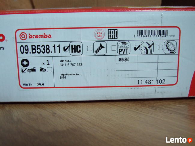 Tarcza hamulcowa przód, do BMW 7, Brembo 09.B538.11