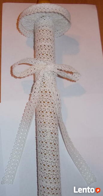 Zestaw do Chrztu Świeca wosk 100% koronka okapnik hand made!