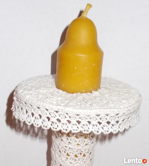 Zestaw do Chrztu Świeca wosk 100% koronka okapnik hand made!