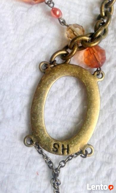Metalowy, łańcuszkowy wisior z koralikami:)