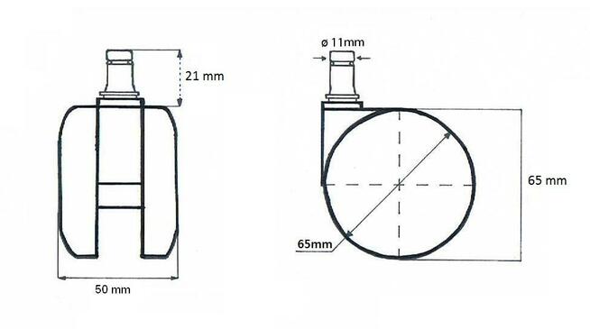 Kółko twarde duże trzpień Φ11mm średnica Φ65mm kpl