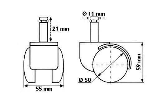 Kółko twarde małe trzpień Φ10mm średnica Φ50mm kpl