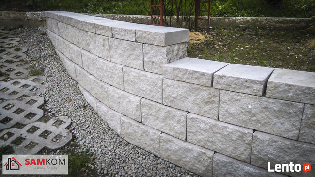 Pustak oporowy skarpowy mur ogrodowy prosty łupany biały