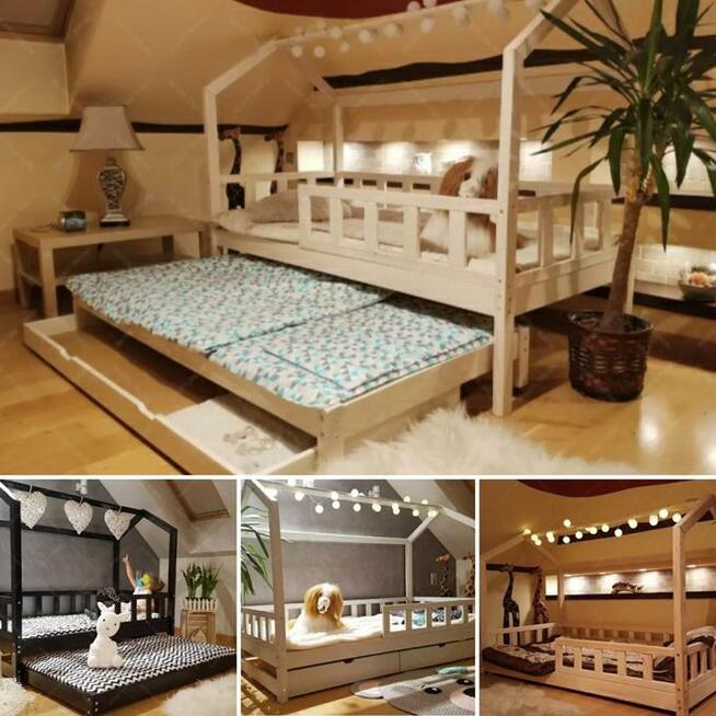 Łóżko dziecięce z szufladami i wysuwanym łóżkiem 160 x 80 cm