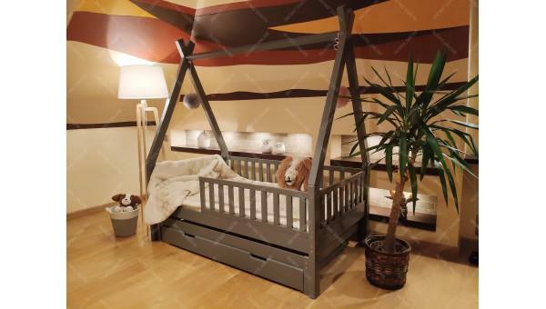 Łóżko dla dzieci TIPI szuflady i drugie spanie ekologiczne