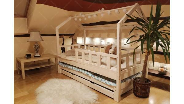 Łóżko dziecięce z szufladami i wysuwanym łóżkiem 160 x 80 cm