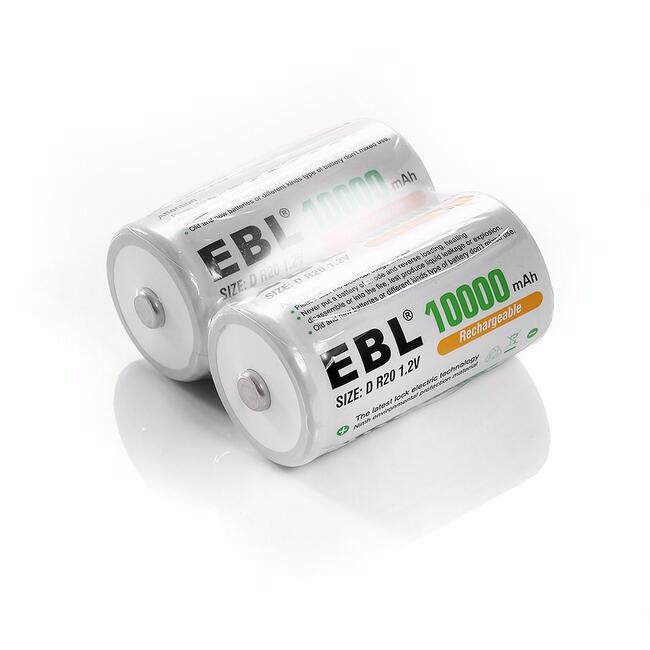 R20 Akumulator D EBL 10000mAh LR20 nowe 2 szt. BOX