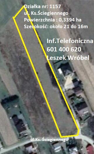 Działka +proj.domu. Pilzno 9ar, 34ar ul.Kś.Ściegiennego