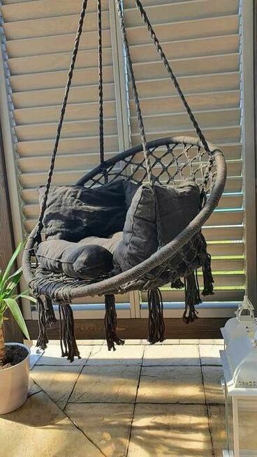 Bocianie gniazdo z poduszką, fotel BEŻOWY / CZARNY!