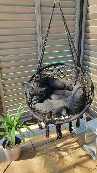 Bocianie gniazdo z poduszką, fotel BEŻOWY / CZARNY!