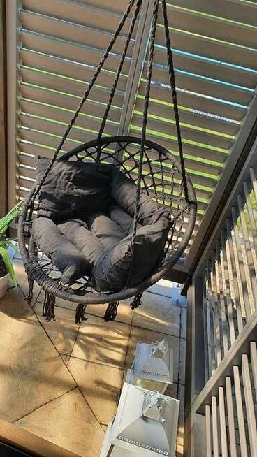 Bocianie gniazdo z poduszką, fotel BEŻOWY / CZARNY!