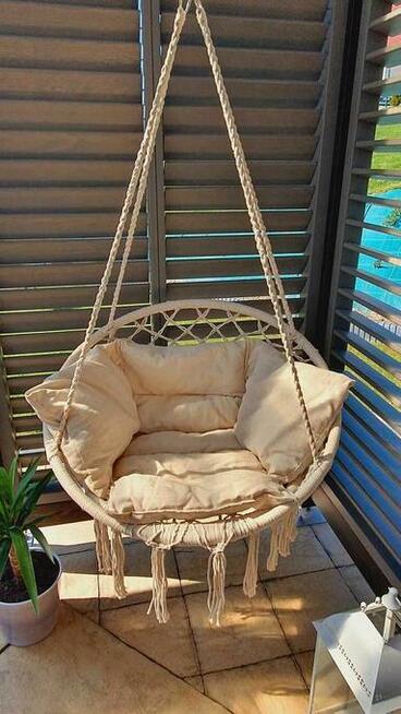 Bocianie gniazdo z poduszką, fotel BEŻOWY / CZARNY!